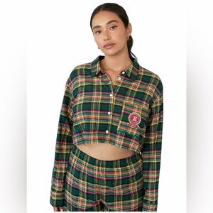 Savage X FENTY Tied Up Tartan Raw Hem Crop Top 🩷💚